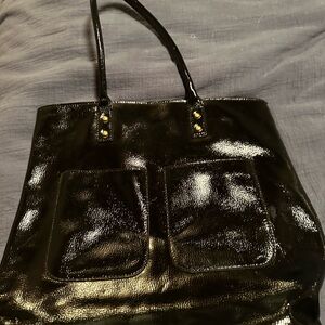 JCrew Black patent Leather Tote Bag